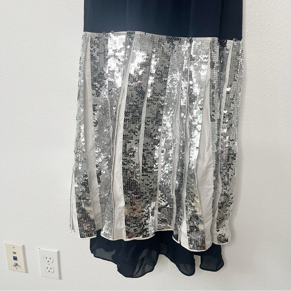 Tibi Claude Sequin Layered Halter Dress Drop Waist Cocktail Party Size 4 NEW - Picture 3 of 8